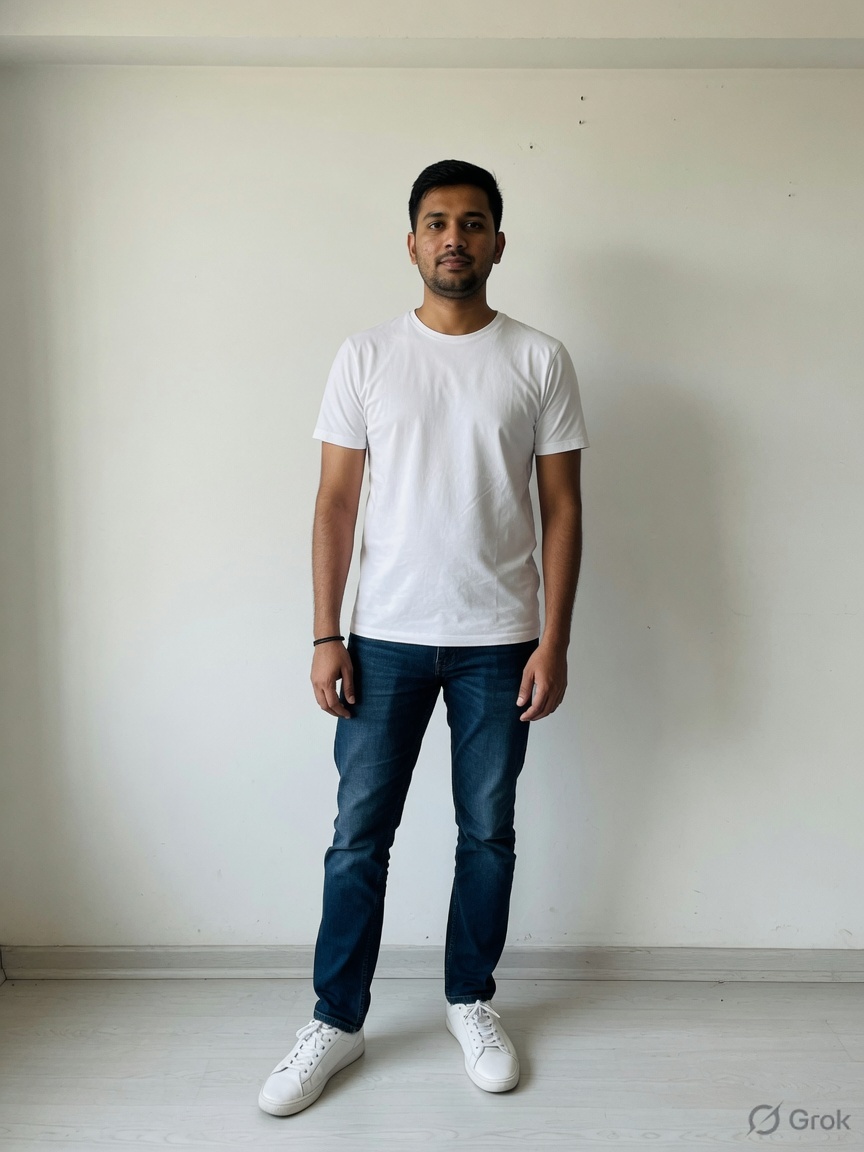 Original example photo in a white T-shirt