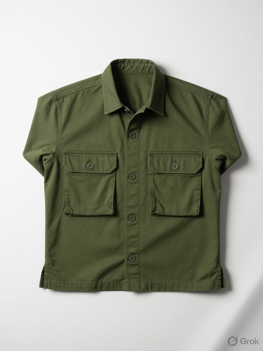 An olive outfit image ready to try on